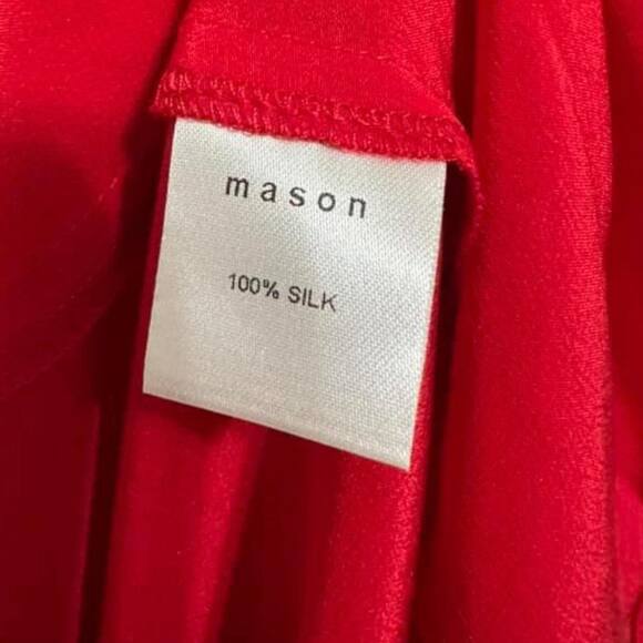 Mason 100% Silk Multi Strap Sleeveless High Low V-Neck Red Dress 0 NEW $415 - Picture 5 of 7